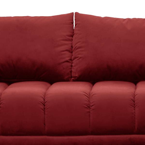 Hoekbank Logan fluweel - velours Ravi: bordeaux - chaise longue vooraanzicht rechts - met slaapfunctie