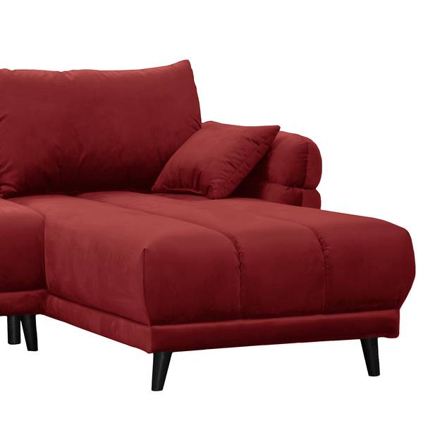 Hoekbank Logan fluweel - velours Ravi: bordeaux - chaise longue vooraanzicht rechts - met slaapfunctie