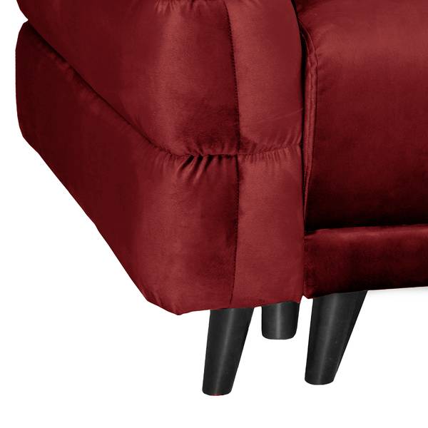 Hoekbank Logan fluweel - velours Ravi: bordeaux - chaise longue vooraanzicht rechts - met slaapfunctie