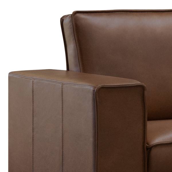 Ecksofa Locana Echtleder Bulle: Braun - Ottomane davorstehend rechts