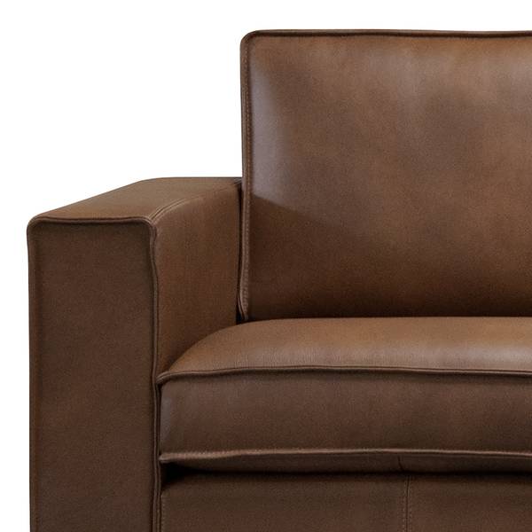 Ecksofa Locana Echtleder Bulle: Braun - Ottomane davorstehend rechts