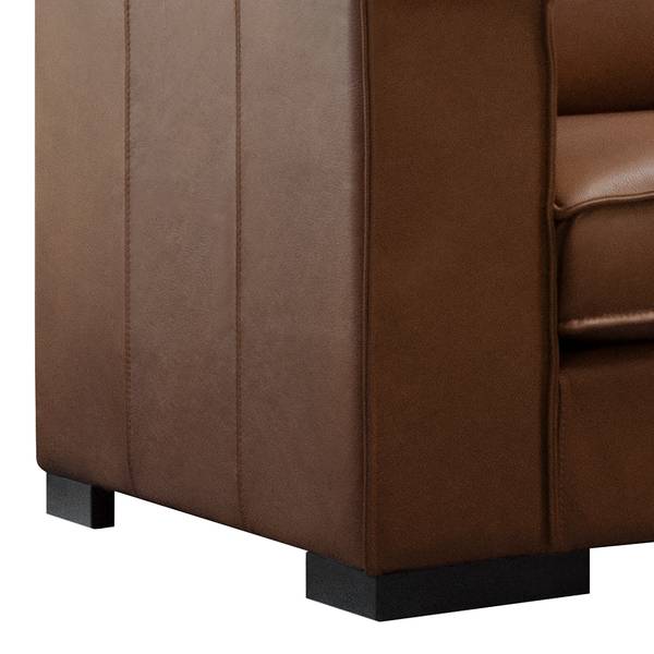 Ecksofa Locana Echtleder Bulle: Braun - Ottomane davorstehend rechts