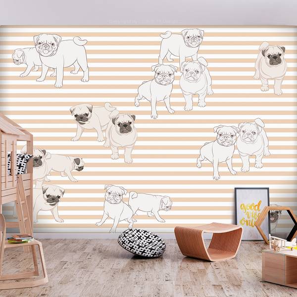 Vlies-fotobehang Playful Dogs vlies - meerdere kleuren - 400 x 280 cm