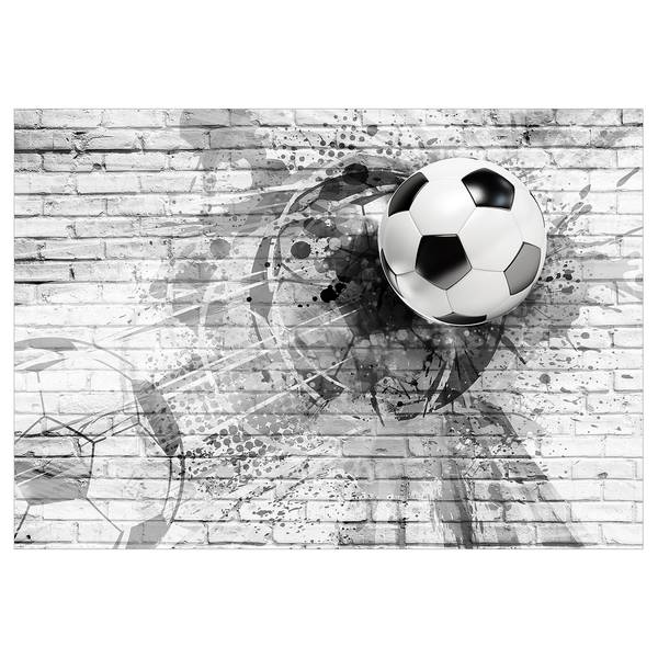 Vlies Fototapete Fußball Sport Vlies - Schwarz / Weiß - 100 x 70 cm