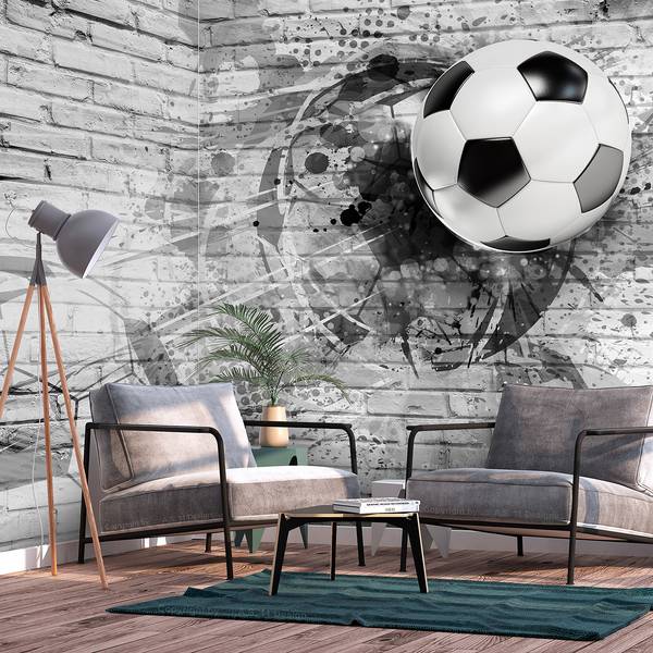 Vlies Fototapete Fußball Sport Vlies - Schwarz / Weiß - 100 x 70 cm