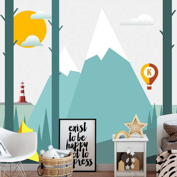Vlies-fotobehang On the Camping vlies - groen/beige - 100 x 70 cm