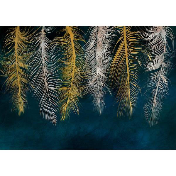 Vlies Fototapete Gilded Feathers Vlies - Mehrfarbig - 100 x 70 cm