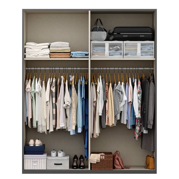 Drehtürenschrank SKØP pure artisan Graphit / Eiche Artisan Dekor - 181 x 236 cm