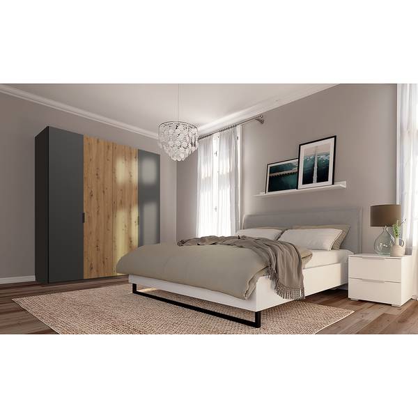 Drehtürenschrank SKØP pure artisan Graphit / Eiche Artisan Dekor - 181 x 236 cm