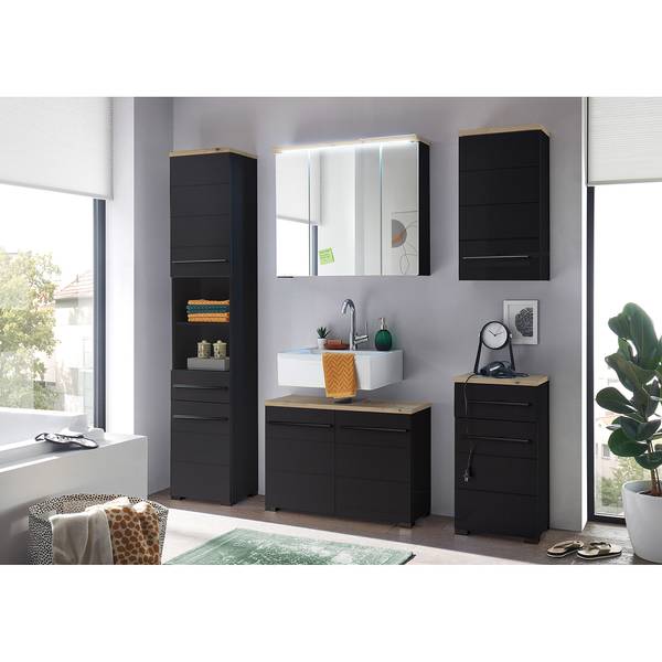 Waschbeckenunterschrank Wyntoon Matt Schwarz - Breite: 80 cm