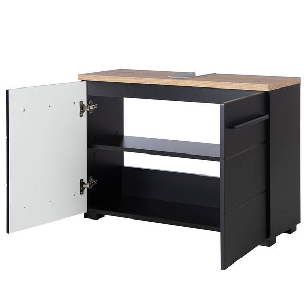 Waschbeckenunterschrank Wyntoon Matt Schwarz - Breite: 80 cm