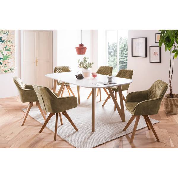Esstisch Champlost Weiß / Eiche - Breite: 200 cm