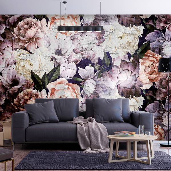 Papier peint Flowery Paradise Intissé - Multicolore - 100 x 70 cm