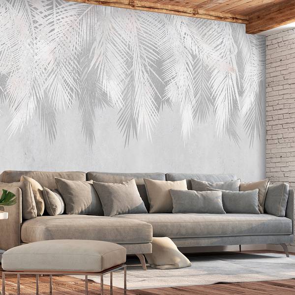 Fotomurale Pale Palms Tessuto non tessuto - Grigio - 450 x 315 cm