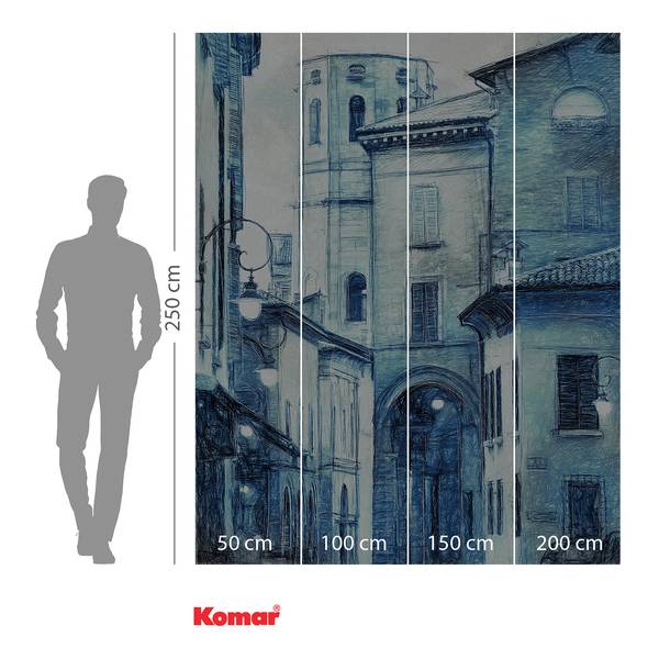 Fotomurale Emilia Blu - Blu / Bianco