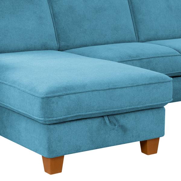 Wohnlandschaft Ford Point Webstoff Palila: Hellblau - Ottomane davorstehend rechts - Mit Schlaffunktion