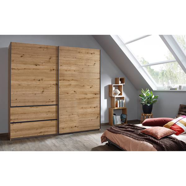 Schwebetürenschrank Sevilla I Eiche Artisan Dekor - Breite: 218 cm - Grau