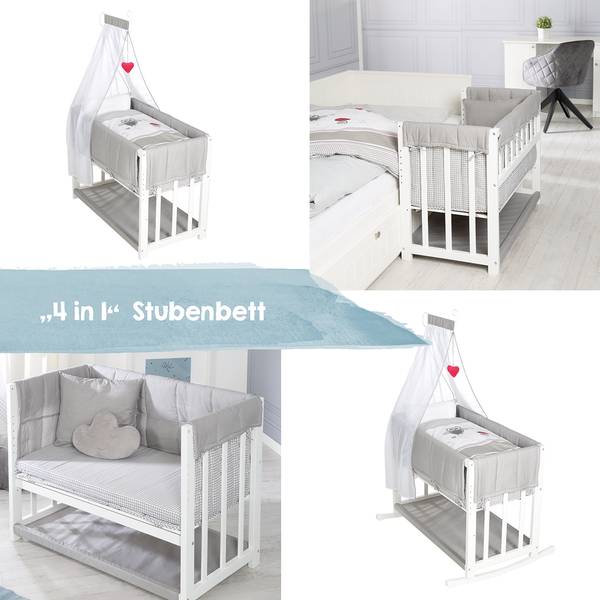 Lit de Chambre 4 en 1 Adam & Eule Rouge - Blanc - Bois manufacturé - 76 x 75 x 95 cm