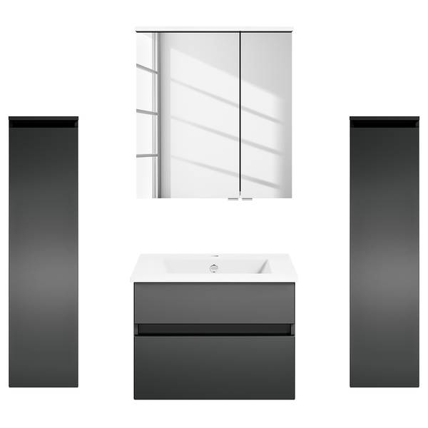 Badset Get2You 4-teilig Kombi B Inklusive Beleuchtung - Matt Grau - Breite: 120 cm