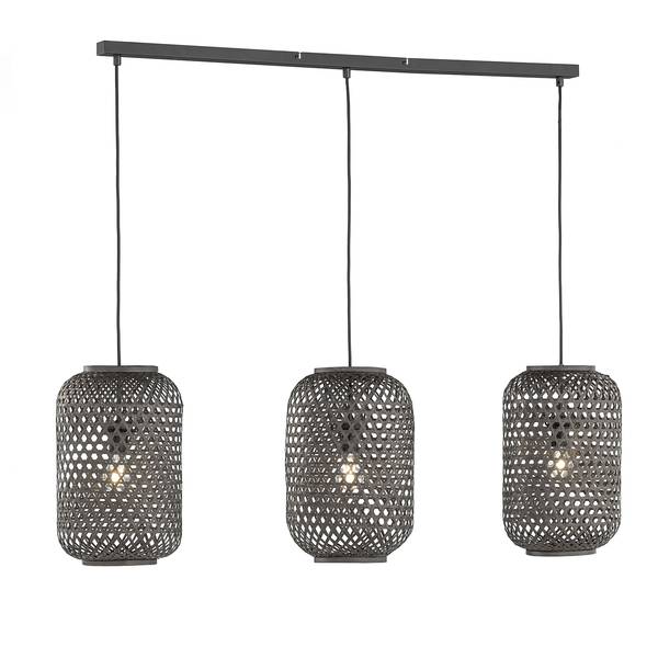 Pendelleuchte Calla Bambus / Eisen - 4-flammig - Schwarz