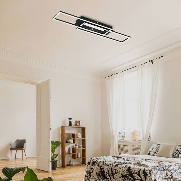 LED-Deckenleuchte Frame Mid Polycarbonat / Eisen - 1-flammig - Schwarz