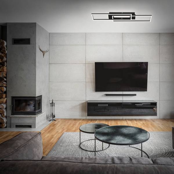 LED-Deckenleuchte Frame Mid Polycarbonat / Eisen - 1-flammig - Schwarz