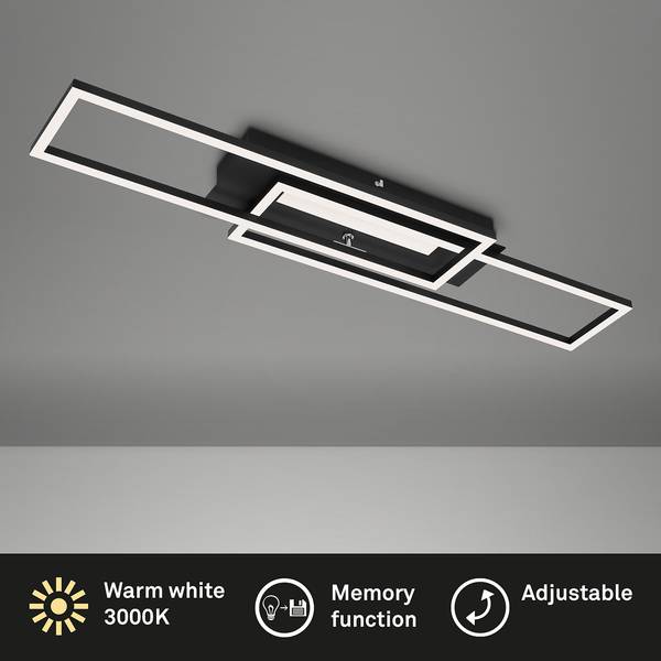LED-Deckenleuchte Frame Mid Polycarbonat / Eisen - 1-flammig - Schwarz