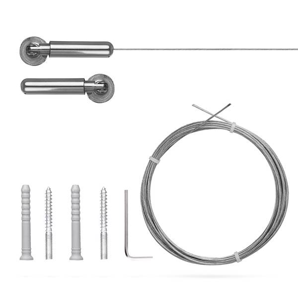 Complete set gordijnkabel gegalvaniseerd staal - roestvrij stalen look