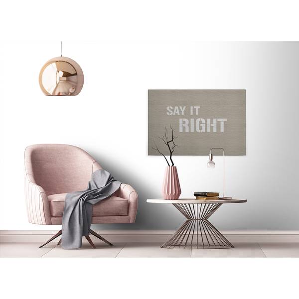 Canvas Message Poliestere PVC / Legno di abete rosso - Beige / Grigio