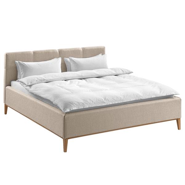 Polsterbett Kaarina Strukturstoff Ronya: Grau - 140 x 200cm - Mit Stauraum