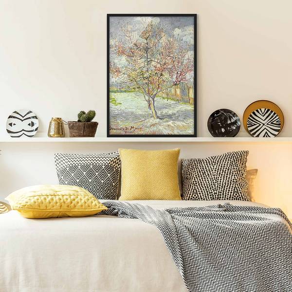 Afbeelding Van Gogh Perzikbomen papier/grenenhout - groen - 70 x 100 cm
