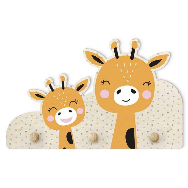 Kinderkapstok Giraffe met baby oranje - andere - 40 x 25 x 1.5 cm