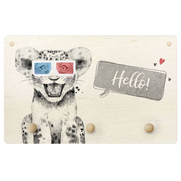 Kinderkapstok Hello Leeuwenbaby zwart - rood - andere - 40 x 25 x 1.5 cm