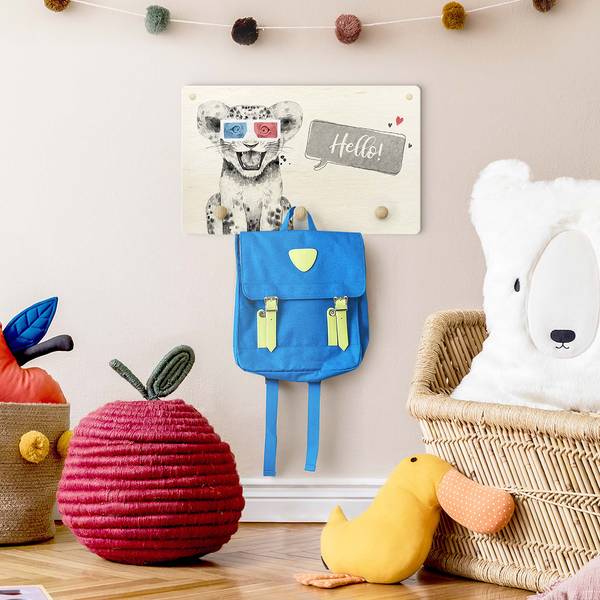 Kinderkapstok Hello Leeuwenbaby zwart - rood - andere - 40 x 25 x 1.5 cm