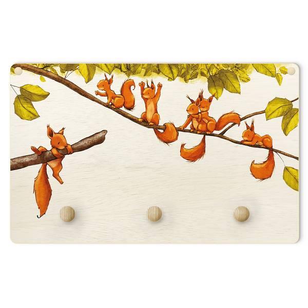 Appendiabiti Scoiattoli Marrone - Verde - Altro - 40 x 25 x 1.5 cm