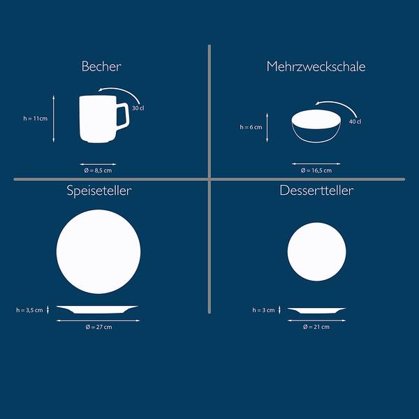 Kombiservice Mandala (8-teilig) Steinzeug - Schwarz / Gold