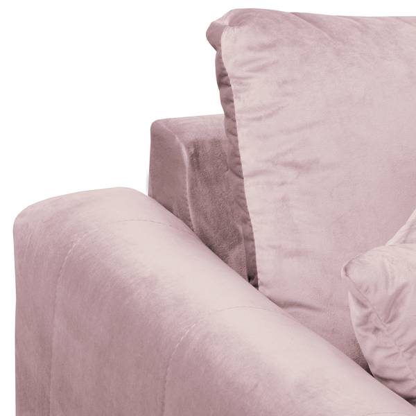 Ecksofa Meyford Samt Ravi: Mauve - Ottomane davorstehend rechts - Mit Hocker