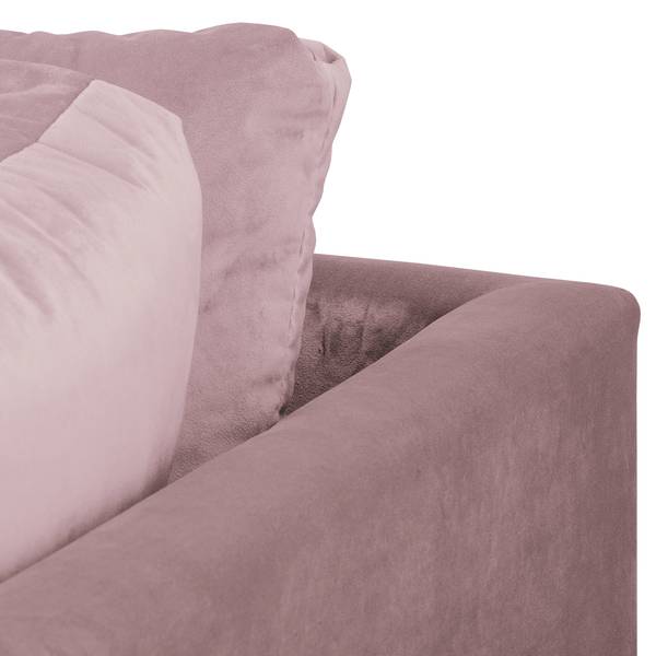 Ecksofa Meyford Samt Ravi: Mauve - Ottomane davorstehend rechts - Mit Hocker