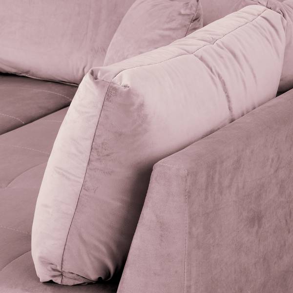 Ecksofa Meyford Samt Ravi: Mauve - Ottomane davorstehend rechts - Mit Hocker