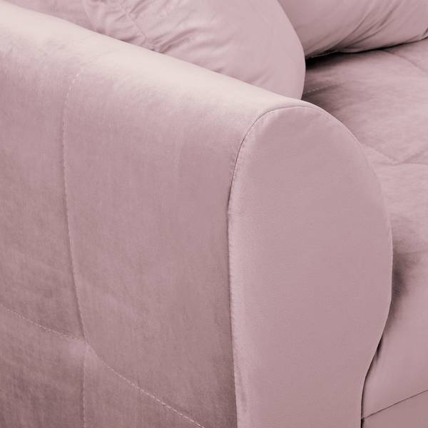 Ecksofa Meyford Samt Ravi: Mauve - Ottomane davorstehend rechts - Mit Hocker