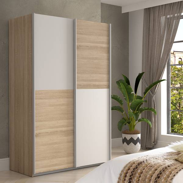 Kleiderschrank Lupo Beige - Weiß - Edelstahl - 120 x 191 x 61 cm