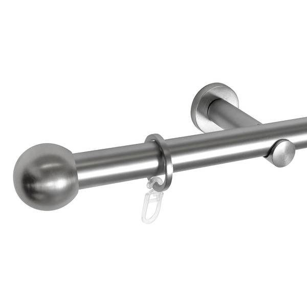 16mm Gardinenstange Ball Zamak - Edelstahl-Optik - Breite: 200 cm