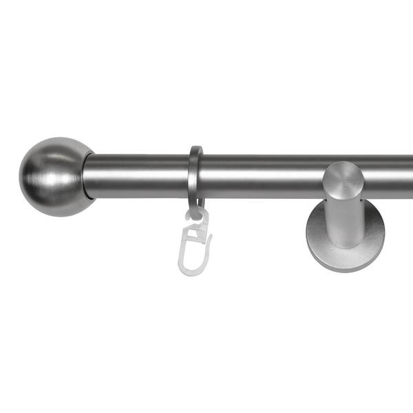 16mm Gardinenstange Ball Zamak - Edelstahl-Optik - Breite: 200 cm