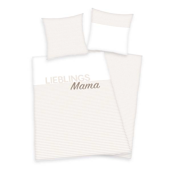 Copripiumino Lieblings-Mama Cotone - Beige / Bianco