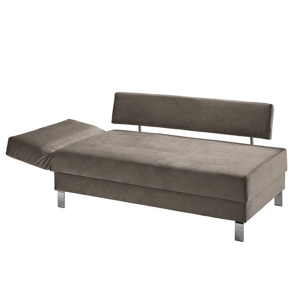 Recamiere Athmos (mit Schlaffunktion) Samt Bahida: Silber - Armlehne davorstehend links