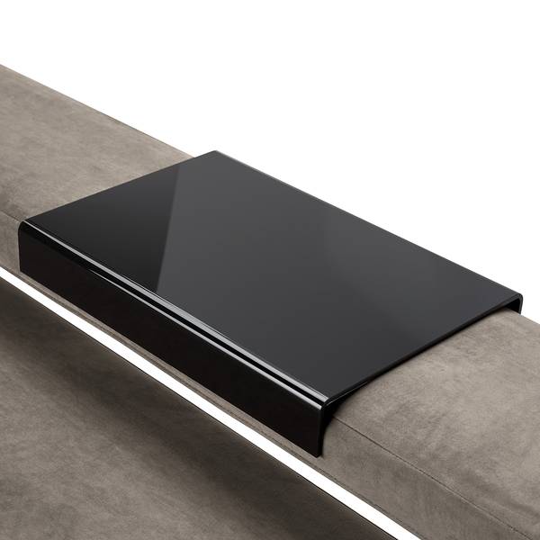 Recamiere Athmos (mit Schlaffunktion) Samt Bahida: Silber - Armlehne davorstehend links