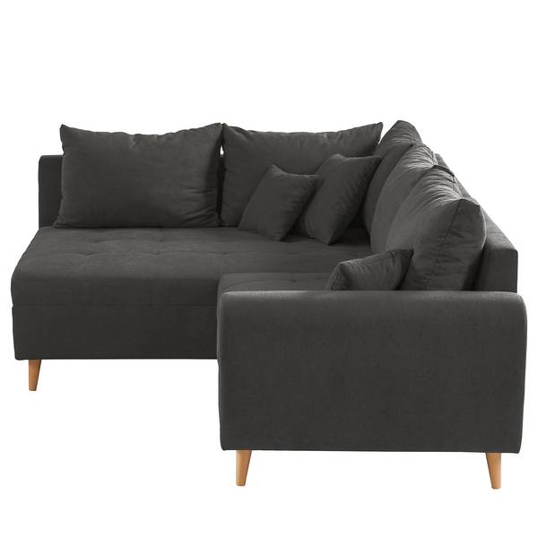 Ecksofa Capstone Microfaser Sole: Graphit - Ottomane davorstehend links - Mit Hocker
