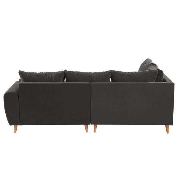 Ecksofa Capstone Microfaser Sole: Graphit - Ottomane davorstehend links - Mit Hocker