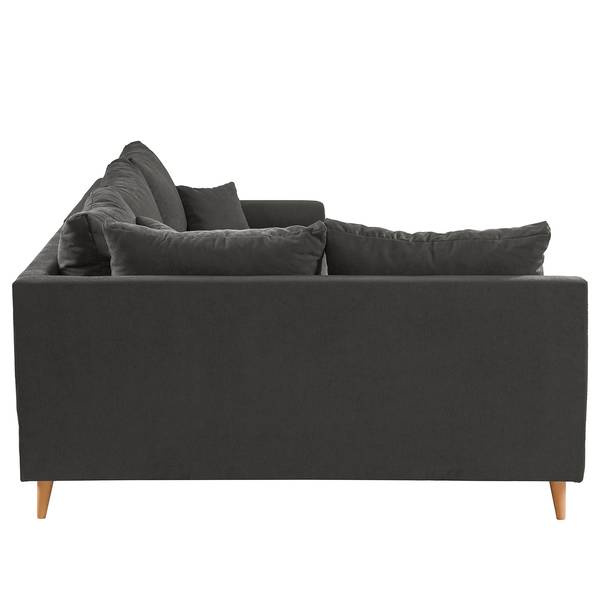 Ecksofa Capstone Microfaser Sole: Graphit - Ottomane davorstehend links - Mit Hocker