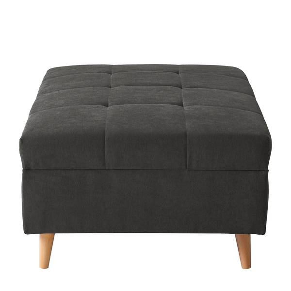 Ecksofa Capstone Microfaser Sole: Graphit - Ottomane davorstehend links - Mit Hocker